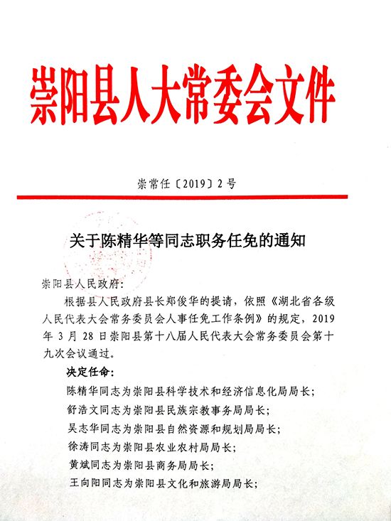 崇阳县水利局人事任命动态更新